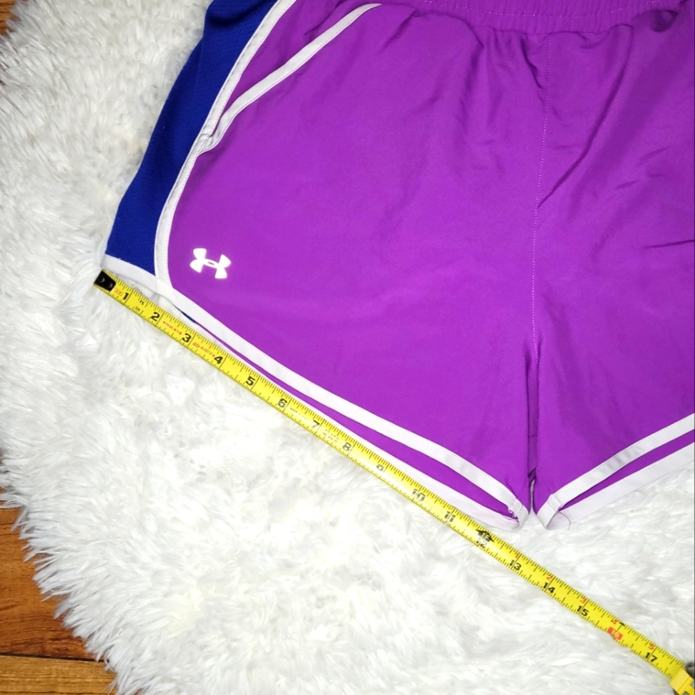 🏃♀️Under Armour womens purple & navy blue jogging running shorts with p - Picture 2 of 14